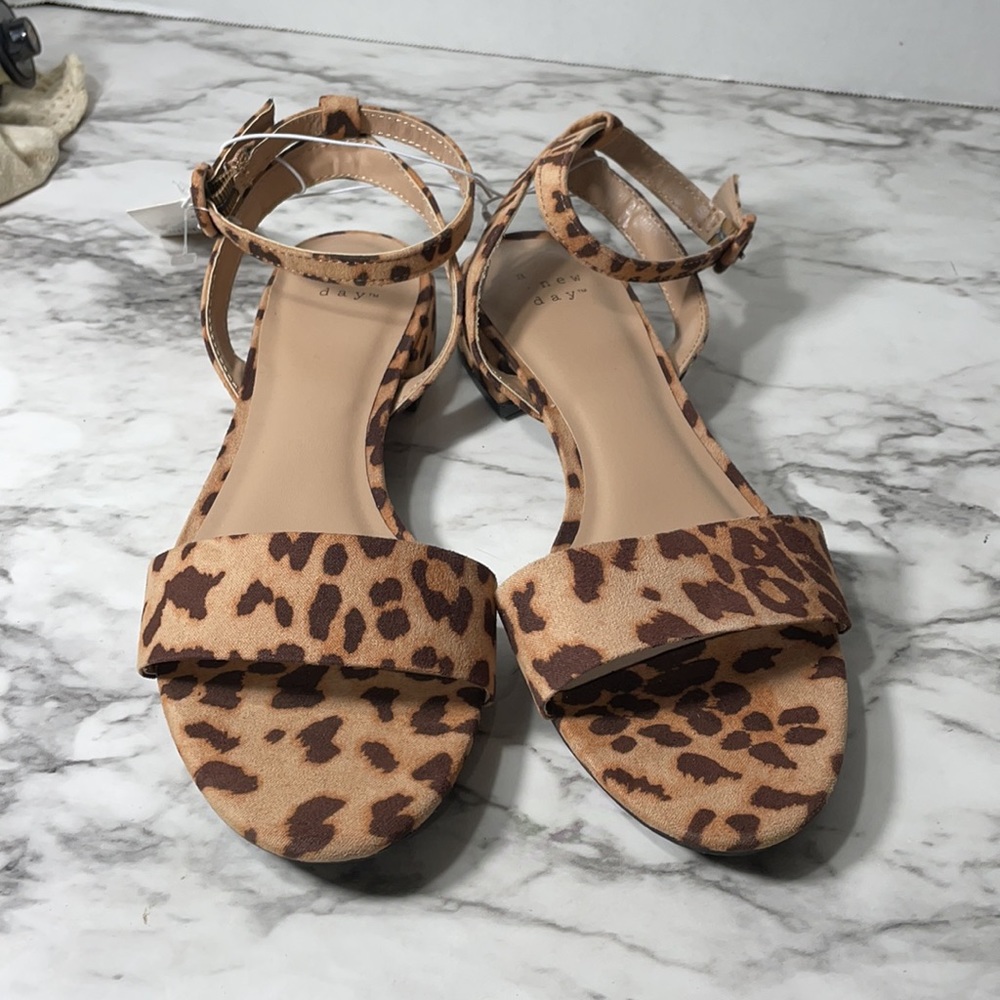 SALE!! NEW A New Day Leopard Microsuede Ankle Strap Sandals